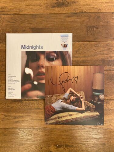 Taylor Swift SIGNED AUTOGRAPHED Midnights deals Moonstone Vinyl WITH HEART Record LP 1