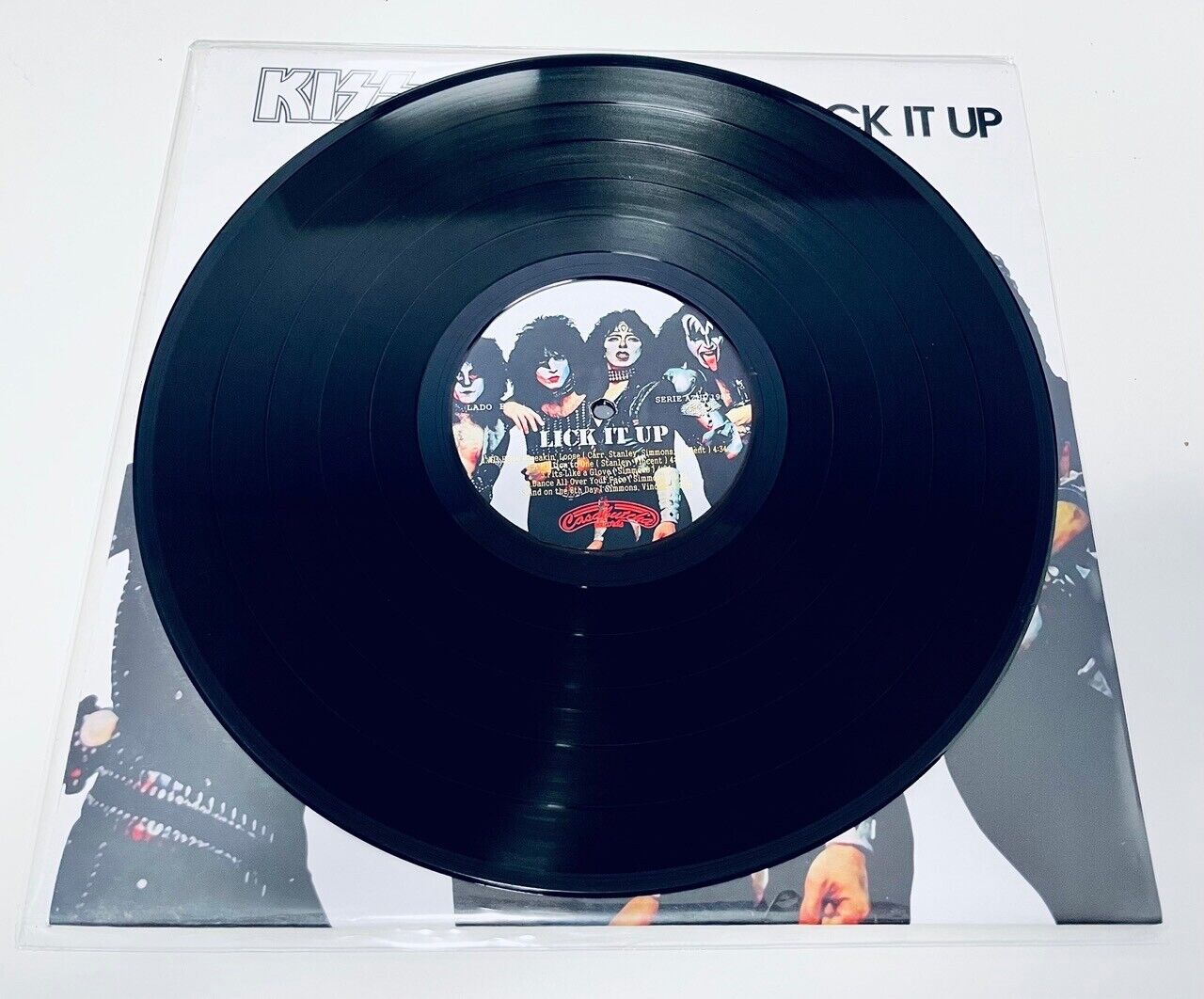 Autographed Kiss hot “Lick It Up” Promo Vinyl Cover